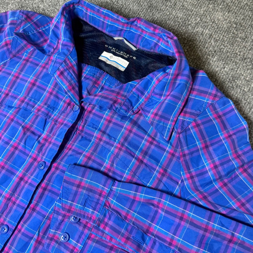 Columbia Women's Plaid Button Down Shirt Roll-up‎ Long Sleeve Omni-Shade S